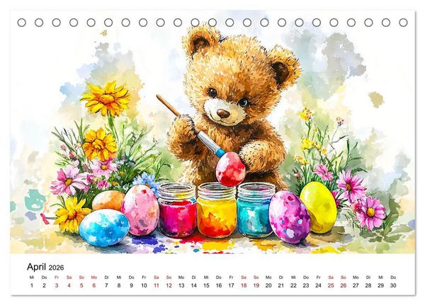 Produktbild: Teddy auf dem Bauernhof - Entdecke das Landleben mit Tieren und Feldern (Tischkalender 2026 DIN A5 quer), CALVENDO Monatskalender