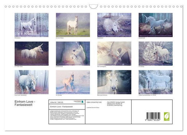 Produktbild: Einhorn Love - Fantasiewelt (Wandkalender 2026 DIN A3 quer), CALVENDO Monatskalender