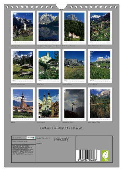 Produktbild: S&uuml;dtirol - Ein Erlebnis f&uuml;r das Auge (Wandkalender 2026 DIN A4 hoch), CALVENDO Monatskalender