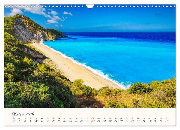 Produktbild: Griechenland - Malerische K&uuml;sten auf Zakynthos und Lefkada (Wandkalender 2026 DIN A3 quer), CALVENDO Monatskalender