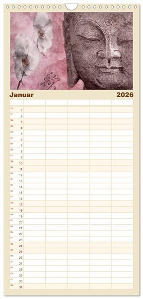 Produktbild: Familienplaner 2026 - Momente in Rosa mit 5 Spalten (Wandkalender, 21 x 45 cm) CALVENDO