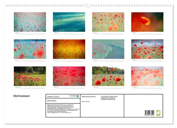 Produktbild: Mohnwiesen (Wandkalender 2026 DIN A2 quer), CALVENDO Monatskalender