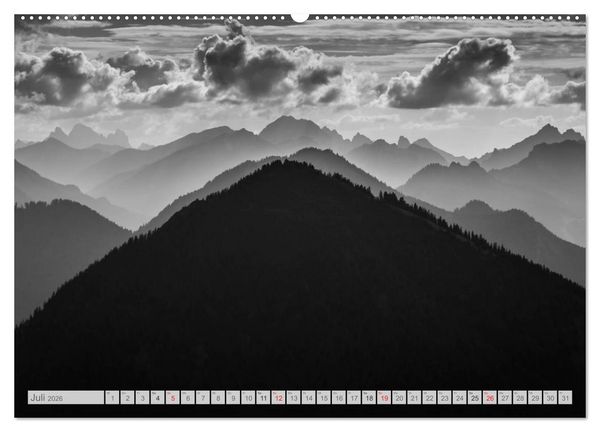 Produktbild: Bergpixels Schwarz-Wei&szlig;e Gebirgstr&auml;ume (Wandkalender 2026 DIN A2 quer), CALVENDO Monatskalender