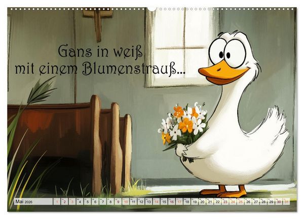 Produktbild: Gans coole Spr&uuml;che (Wandkalender 2026 DIN A2 quer), CALVENDO Monatskalender
