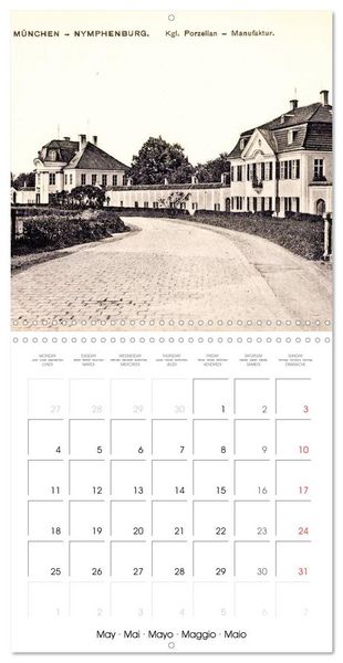 Produktbild: Promenade &agrave; travers Munich : Cartes postales historiques de la ville (Calendrier mural carr&eacute; 2026 30x30 cm) Calendrier double avec une page pour vos prises de notes