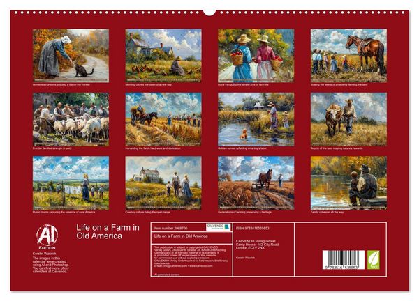 Produktbild: Life on a Farm in Old America (High Quality Premium Wall Calendar 2026 DIN A2 landscape),CALVENDO 12 Month Wall Calendar