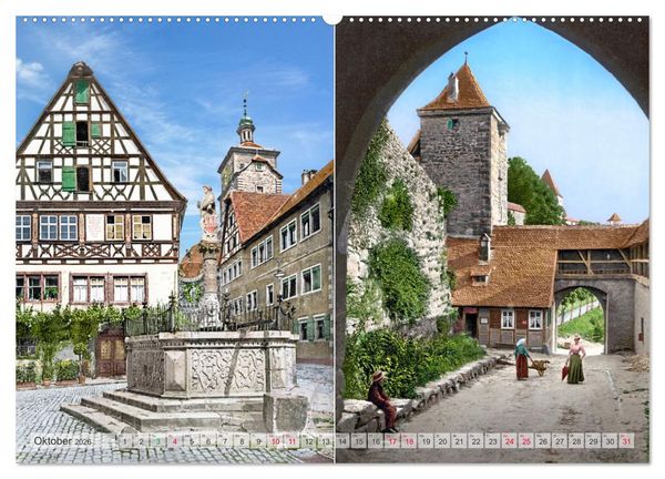 Produktbild: Rothenburg ob der Tauber um das Jahr 1900 &ndash; Fotos neu koloriert (hochwertiger Premium Wandkalender 2026 DIN A2 quer), Kunstdruck in Hochglanz