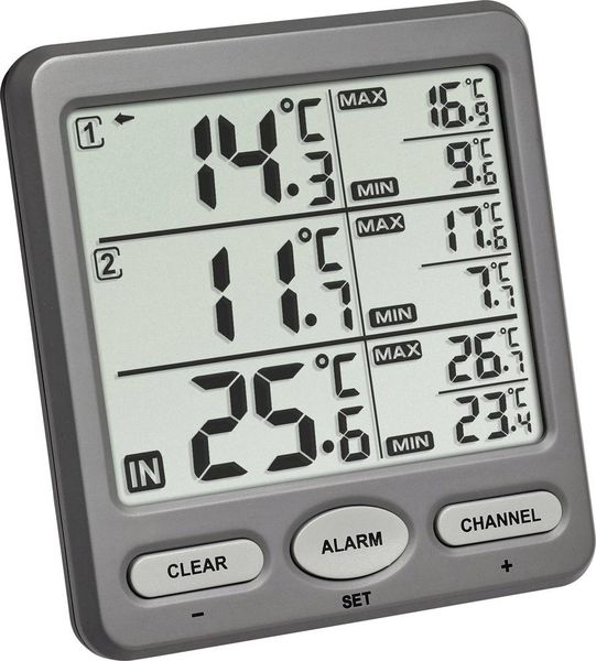 Produktbild: TFA Dostmann TRIO Funk-Thermometer Anthrazit 30.3062.10