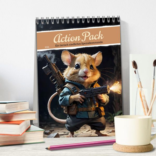 Produktbild: Action Pack - Ein tierisch niedliches Spezialkommando (Tischkalender 2026 DIN A5 hoch), CALVENDO Monatskalender