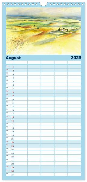 Produktbild: Familienplaner 2026 - Toskana Aquarelle mit 5 Spalten (Wandkalender, 21 x 45 cm) CALVENDO