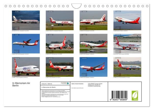 Produktbild: In Memoriam Air Berlin (Wandkalender 2026 DIN A4 quer), CALVENDO Monatskalender
