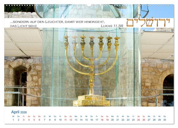 Produktbild: Jerusalem. Kalender mit Bibelworten (hochwertiger Premium Wandkalender 2026 DIN A2 quer), Kunstdruck in Hochglanz