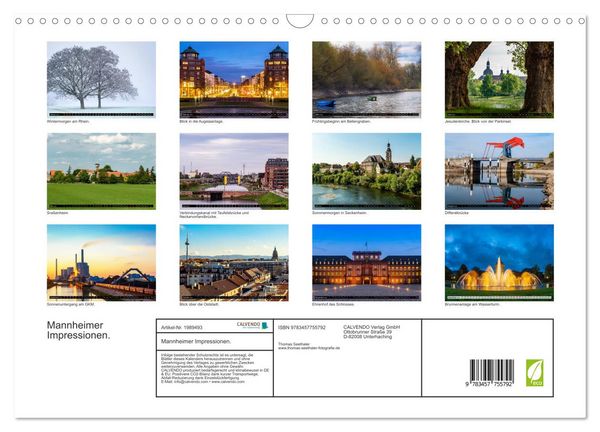 Produktbild: Mannheimer Impressionen. (Wandkalender 2026 DIN A3 quer), CALVENDO Monatskalender