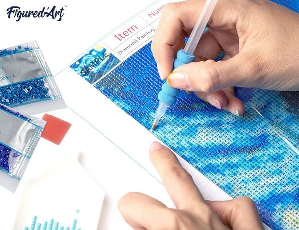 Produktbild: FiguredArt DP-006 - Diamond Painting, Dschungeltiere, 5D Bild (40x50cm) mit eckigen Steinen, DIY Bastelset