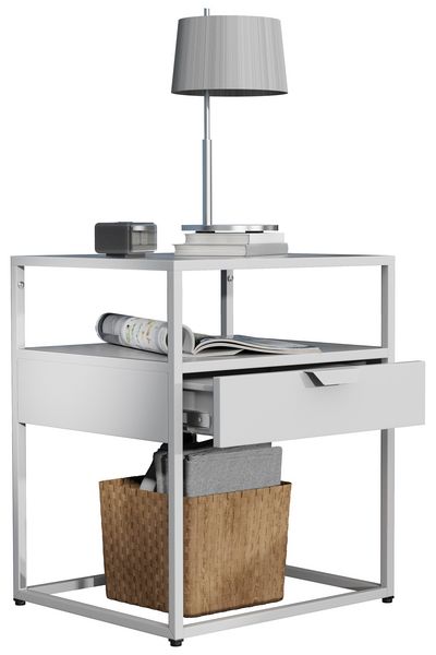 Produktbild: Metall Nachttisch Beistelltisch Schublade Flokas M