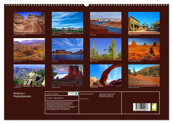 Produktbild: Arizona &bull; Impressionen (hochwertiger Premium Wandkalender 2026 DIN A2 quer), Kunstdruck in Hochglanz