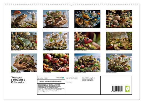 Produktbild: Toadtopia. Fantastische Kr&ouml;tenwelten (hochwertiger Premium Wandkalender 2026 DIN A2 quer), Kunstdruck in Hochglanz