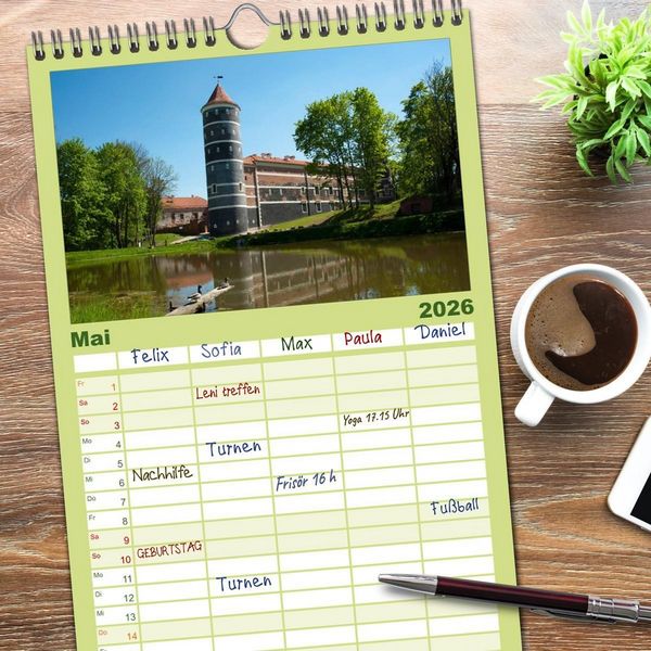 Produktbild: Familienplaner 2026 - Litauens Sch&ouml;nheiten mit 5 Spalten (Wandkalender, 21 x 45 cm) CALVENDO