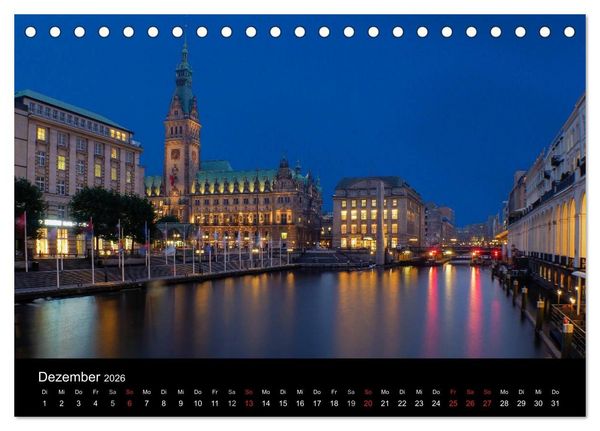 Produktbild: Hamburg - N&auml;chtliche Impressionen (Tischkalender 2026 DIN A5 quer), CALVENDO Monatskalender