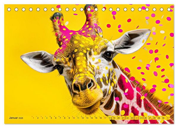 Produktbild: GIRAFFEN - Modern Art (Tischkalender 2026 DIN A5 quer), CALVENDO Monatskalender