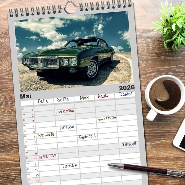 Produktbild: Familienplaner 2026 - American Classic Cars mit 5 Spalten (Wandkalender, 21 x 45 cm) CALVENDO