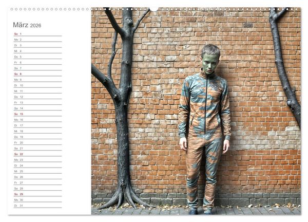 Produktbild: Tarnung und Illusion KI-Kunstvolle Verschmelzung von K&ouml;rper und Umgebung (Wandkalender 2026 DIN A2 quer), CALVENDO Monatskalender