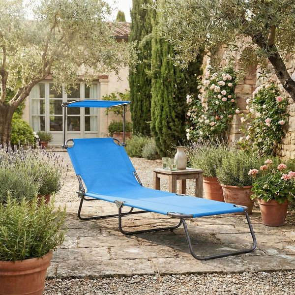 Produktbild: Sonnenliege Liegestuhl klappbar Gartenliege Dach