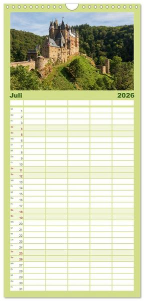 Produktbild: Familienplaner 2026 - Burgen in Deutschland mit 5 Spalten (Wandkalender, 21 x 45 cm) CALVENDO