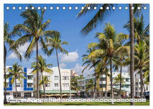 Produktbild: Miami Beach und Art Deco District (Tischkalender 2026 DIN A5 quer), CALVENDO Monatskalender