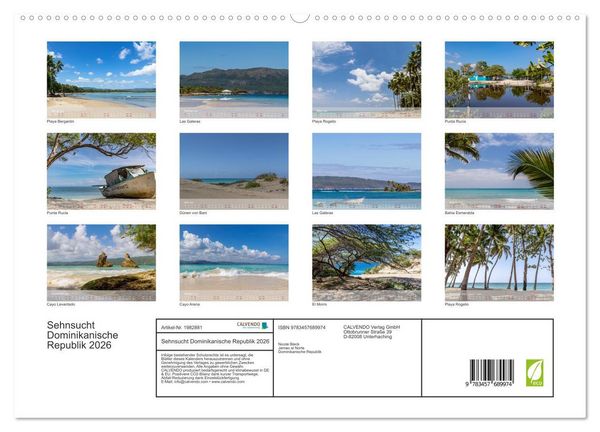 Produktbild: Sehnsucht Dominikanische Republik 2026 (hochwertiger Premium Wandkalender 2026 DIN A2 quer), Kunstdruck in Hochglanz