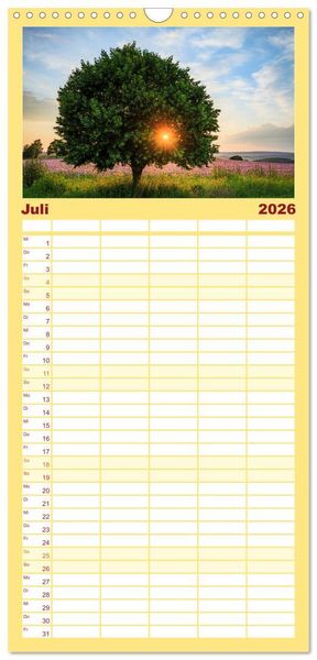 Produktbild: Familienplaner 2026 - Sonnige Augenblicke mit 5 Spalten (Wandkalender, 21 x 45 cm) CALVENDO