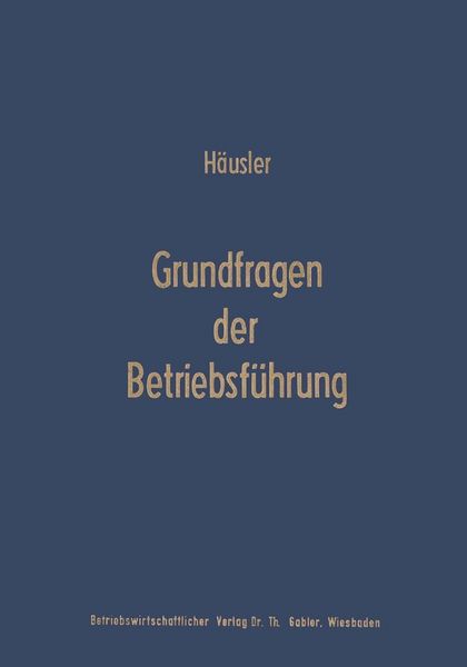 Produktbild: Grundfragen der Betriebsf&uuml;hrung