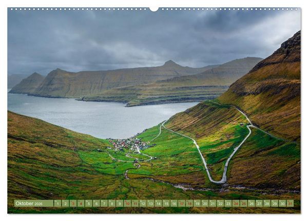 Produktbild: F&auml;r&ouml;er Inseln - Wo Schafe tanzen und die Natur im Winde fliegt (hochwertiger Premium Wandkalender 2026 DIN A2 quer), Kunstdruck in Hochglanz