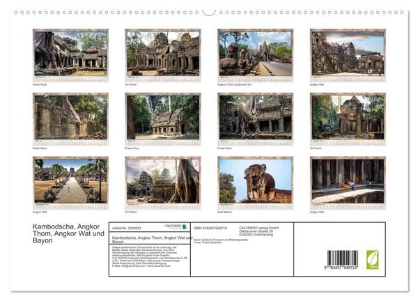 Produktbild: Kambodscha, Angkor Thom, Angkor Wat und Bayon (hochwertiger Premium Wandkalender 2026 DIN A2 quer), Kunstdruck in Hochglanz