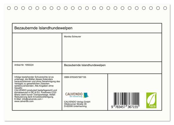 Produktbild: Bezaubernde Islandhundewelpen (Tischkalender 2026 DIN A5 quer), CALVENDO Monatskalender