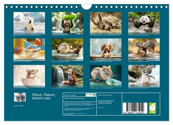 Produktbild: Plitsch, Platsch, tierisch nass (Wandkalender 2026 DIN A4 quer), CALVENDO Monatskalender
