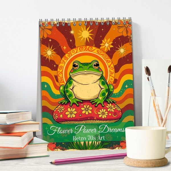 Produktbild: Flower Power Dreams - Retro 70s Art (Tischkalender 2026 DIN A5 hoch), CALVENDO Monatskalender