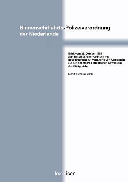 Produktbild: Binnenschiffahrts-Polizeiverordnung der Niederlande