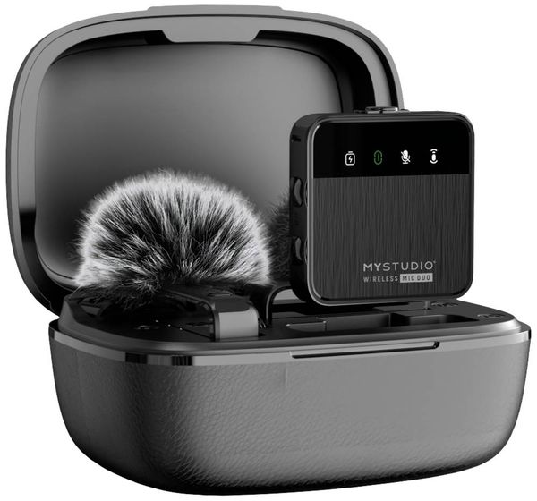 Produktbild: Ansteck Studiomikrofon Easypix MyStudio&reg; Wireless Mic Duo &Uuml;bertragungsart (Details):Kabelgebunden, Funk inkl. Windschutz, inkl. Mikrofoncase