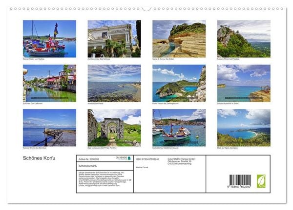 Produktbild: Sch&ouml;nes Korfu (hochwertiger Premium Wandkalender 2026 DIN A2 quer), Kunstdruck in Hochglanz