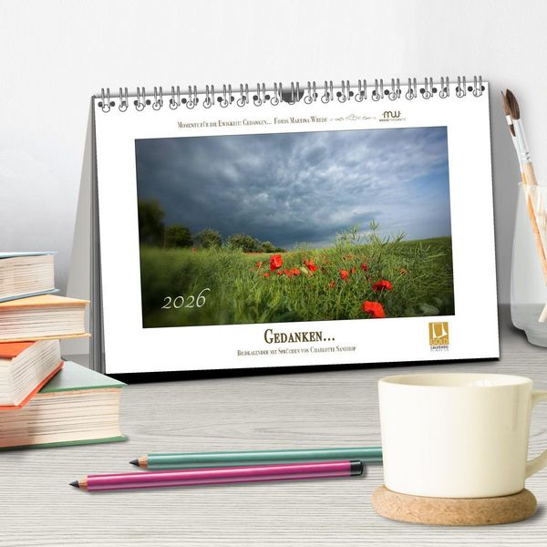 Produktbild: Gedanken... Bildkalender mit Spr&uuml;chen (Tischkalender 2026 DIN A5 quer), CALVENDO Monatskalender