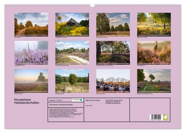 Produktbild: Wunderbare Heidelandschaften (Wandkalender 2026 DIN A2 quer), CALVENDO Monatskalender