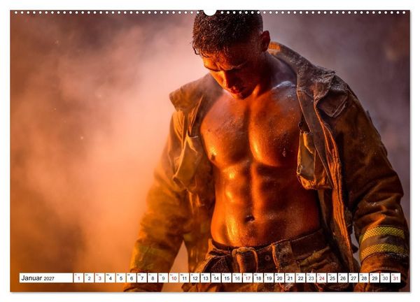Produktbild: Feuerwehrm&auml;nner - Sexy K&ouml;rper und hei&szlig;e Flammen (Wandkalender 2027 DIN A2 quer), CALVENDO Monatskalender