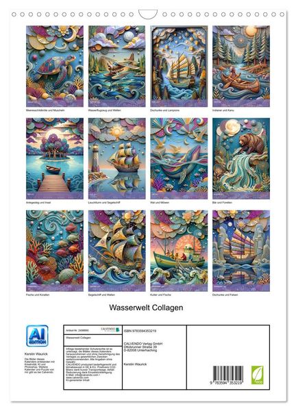 Produktbild: Wasserwelt Collagen (Wandkalender 2027 DIN A3 hoch), CALVENDO Monatskalender
