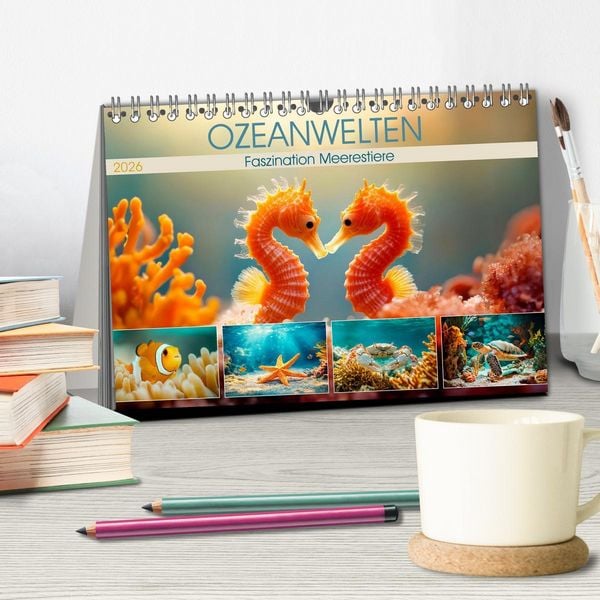Produktbild: OZEANWELTEN Faszination Meerestiere (Tischkalender 2026 DIN A5 quer), CALVENDO Monatskalender