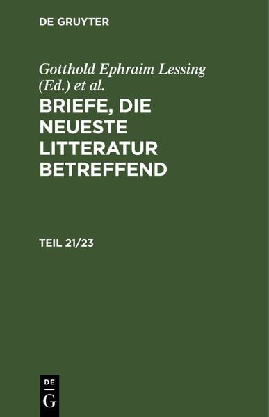 Produktbild: Briefe, die neueste Litteratur betreffend. Teil 21/23