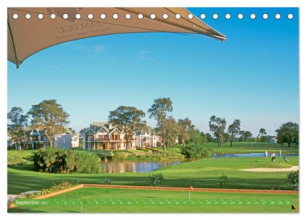 Produktbild: Golfparadiese der Welt (Tischkalender 2027 DIN A5 quer), CALVENDO Monatskalender