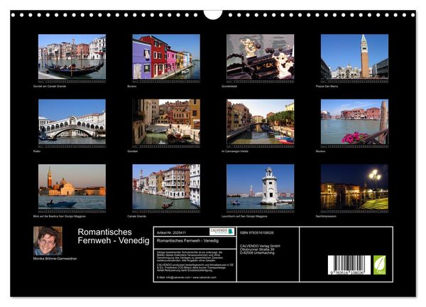 Produktbild: Romantisches Fernweh - Venedig (Wandkalender 2026 DIN A3 quer), CALVENDO Monatskalender