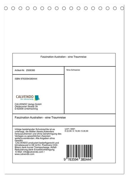 Produktbild: Faszination Australien - eine Traumreise (Tischkalender 2027 DIN A5 hoch), CALVENDO Monatskalender