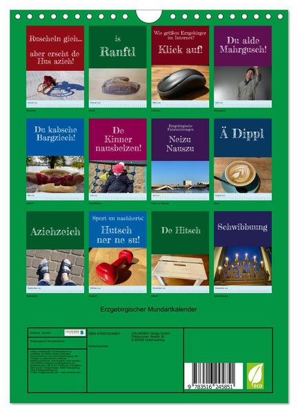 Produktbild: Erzgebirgischer Mundartkalender (Wandkalender 2026 DIN A4 hoch), CALVENDO Monatskalender